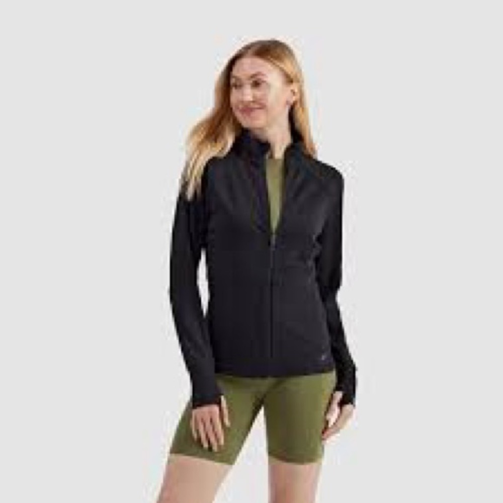 Black Utility Jacket with High Collar and Streamlined Silhouette